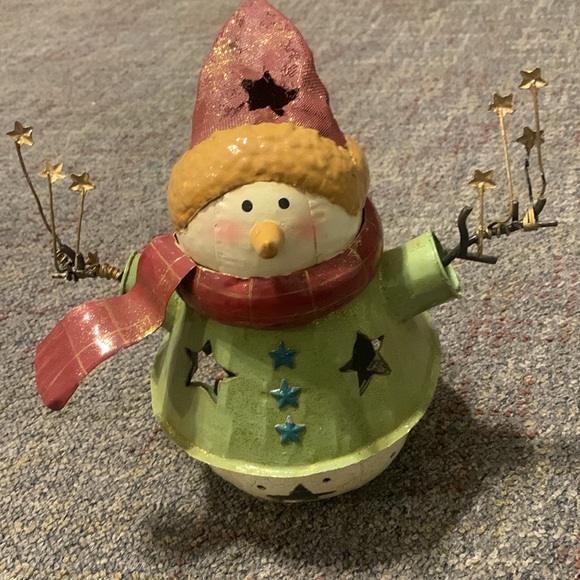 Vintage Y2K Metal Snowman Luminary Christmas Candle Light Holiday Decor 10” - Picture 4 of 7